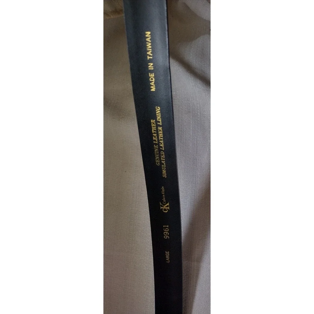 Calvin Klein CK Men's Black Leather Belt Gold Buckle Size Large (37') NWOT